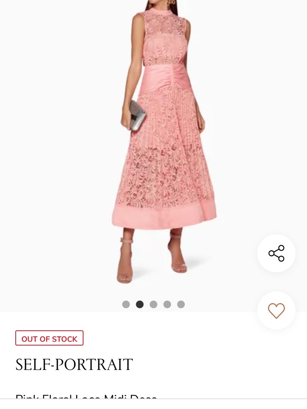 Self-Portrait Pink Floral Lace Sleeveless Midi Dress NWT US 10 UK 14